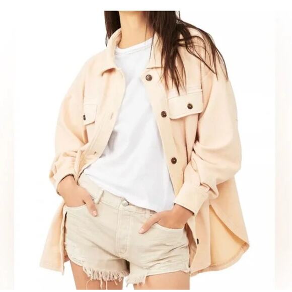 Free People‎ Oversized Ruby Sweetheart Fleece Shirt Jacket Distressed Size Small - Picture 16 of 16